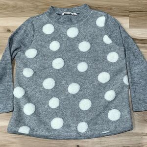 Soft Surroundings Grey White Fuzzy Polka Dot Sweater Women’s Large
